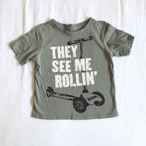 children's place scooter graphic sage green cotton t-shirt 2T toddler boys